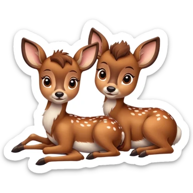 two Bambi deer lying cute sticker