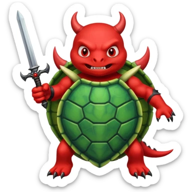A devil in a turtle carapace add devil sword sticker