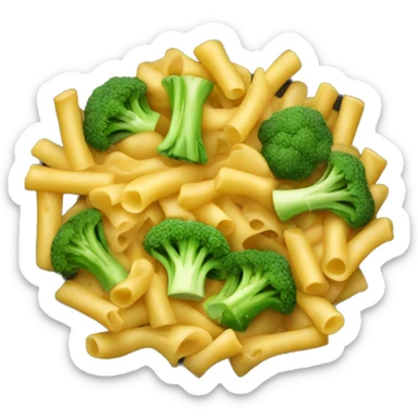 dish with macaroni and pieces of broccoli sticker