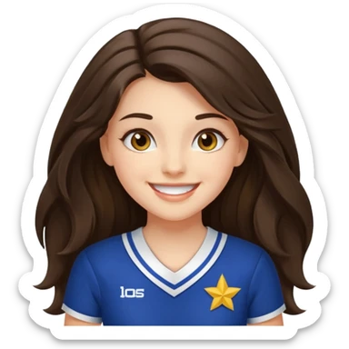 happy long haired brunette girl hazel eyes cheerleader sticker