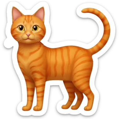 full body solid orange domestic shorthair slim cat with yellow/orange eyes playing sticker