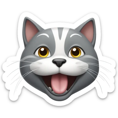 grey cat laughing sticker