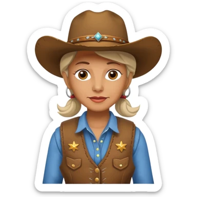 old cowgirl with vest sticker