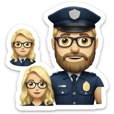 Policeman wih a blonde beard with wire rim square  frame glasses sticker