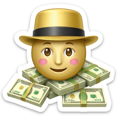 Money emoji with money hat sticker