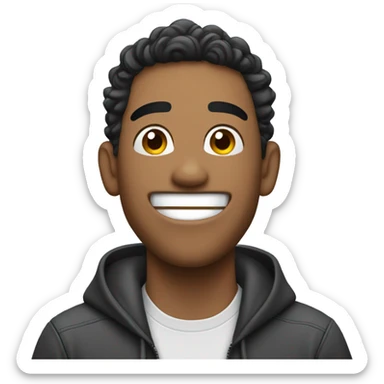 Over exited mixed guy with waves and airpods thumbs up sticker
