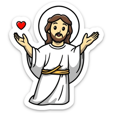 Jesus trowing up a heart  sticker