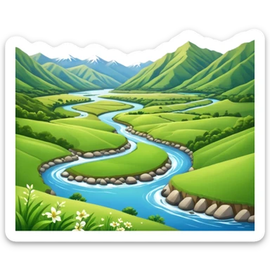 new zealand summer valley with a river sticker