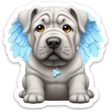 Blue Shar Pei with angel wings sticker