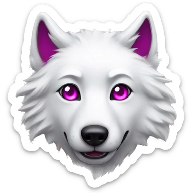 white wolf with magenta eyes in love sticker