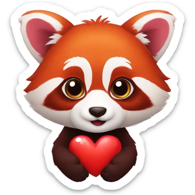 red panda with heart sticker