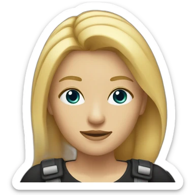 woman it developer, medium blonde hair, no glasses, black outfit sticker