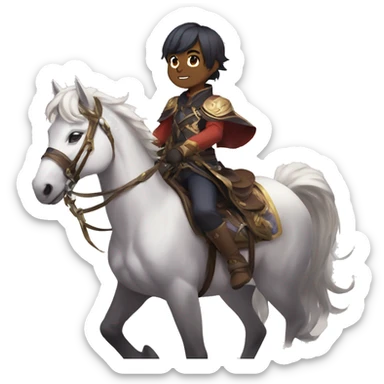 Xiao from Genshin impact riding a horse sticker