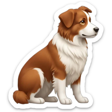 red and white australian sheperd whole body profile sticker