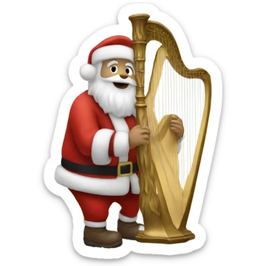Santa with harp sticker