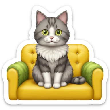 realistic cat in a yellow sofa sticker
