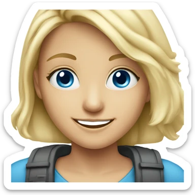 smiling blonde girl portrait with blue eyes  sticker