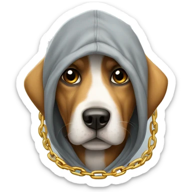Dog with hoodie and chain sticker