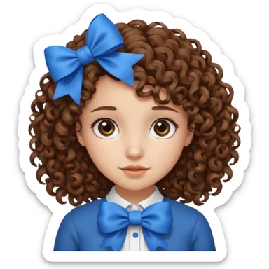 girl with curly hair blue bow sticker