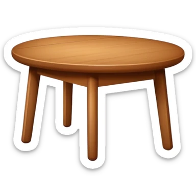 A simple, angled wooden table, with a warm medium-brown color, minimal shading, rounded edges, clean lines, on a plain white or transparent background, designed to be recognizable at small (emoji) sizes. sticker