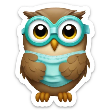 Owl with a surgical mask sticker