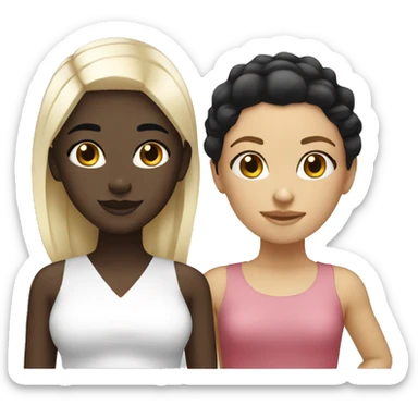 Black girl black hair and white blonde girl posing sticker