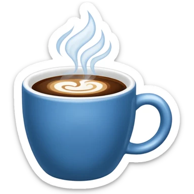 visibly steaming plain blue mug of coffee sticker