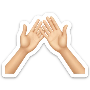 A dynamic depiction of two open hands meeting mid-air in a celebratory palm touch, with a subtle motion blur or impact lines to indicate movement. A small burst of energy or spark appears at contact, excitement, teamwork, or shared success. sticker