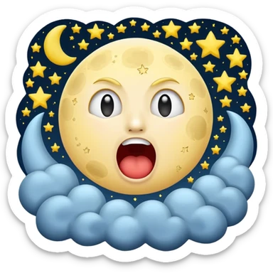 moon screaming silently while stars scatter sticker