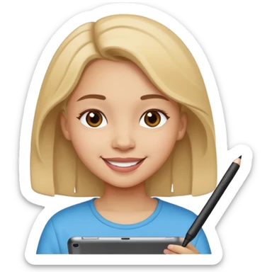 girl drawing on ipad sticker