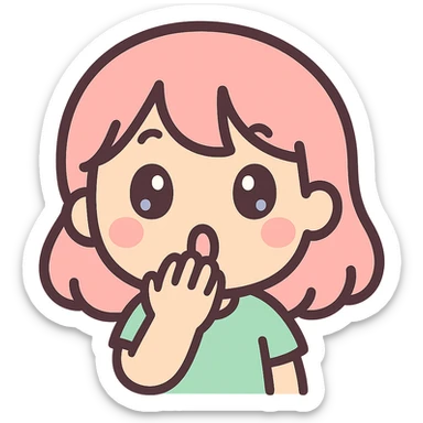 surprised face with hand over mouth, Japanese anime style sticker