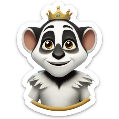 Create an emoji of King Julian happy ready to hug morris sticker