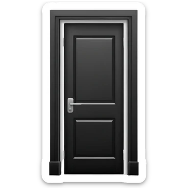 Minimalist emoji-style sticker of a closed door with a long shadow visible under the gap. Black and white, strong silhouette style.
 sticker