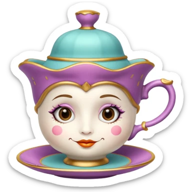 Madeleine Hatter inspired teacup with face sticker