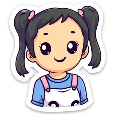 girl with pigtails sticker