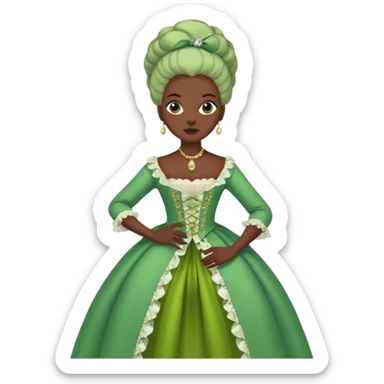 marie Antoinette fashion dark skinned woman green clothe sticker