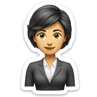 mujer empresaria pelo moreno, suelto y largo sticker