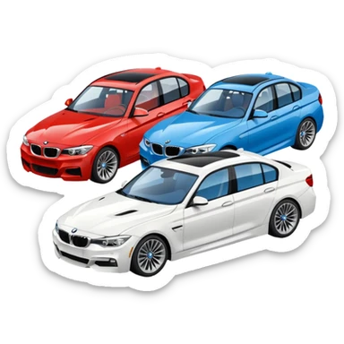 group of 4 BMW cars sticker