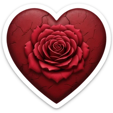 heart with a dark rose and grunge texture sticker