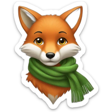fox whit green scarf sticker