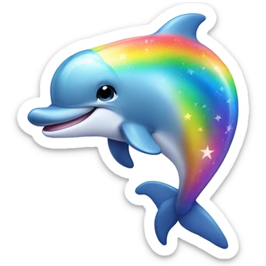 dolphin o rainbow with stars sticker