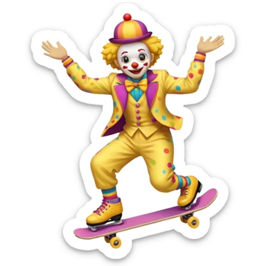 skater clown skating yellow sticker