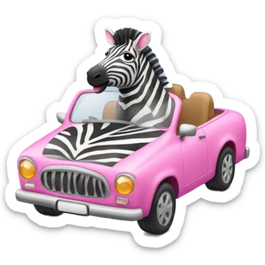 zebra driving a pink car sticker