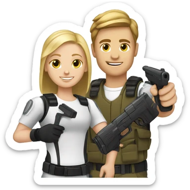white boy and white girl playing lasertag sticker