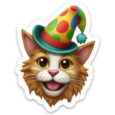 cat clown with jester hat sticker