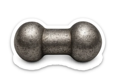 Pod Duang (bullet money), ancient Thai currency, silver, rounded barbell shape, realistic metallic texture sticker