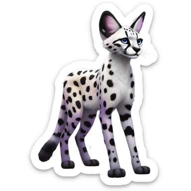 Epic Edgy Colorful Cool Cute Realistic Black White Purple ethereal Serval-Fionbri fursona full body sticker