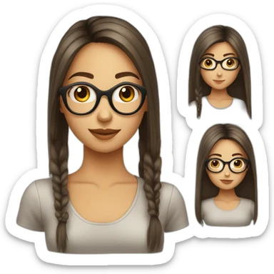 Fille cheveux lisses long lunettes sticker