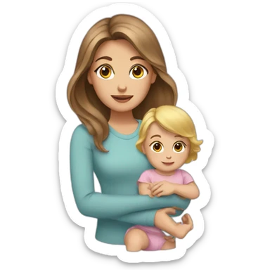 Brown hair Girl with blond baby sticker