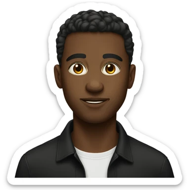 black shirt portrait focus brown hair sticker